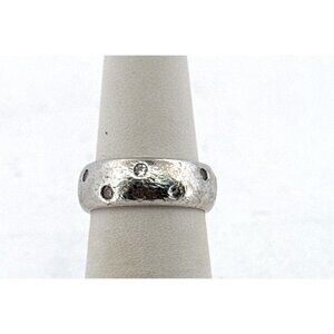 Vintage Estate Sterling Silver 925 SW Wide Band Ring w/ CZ Dots, Size 6, 7.7g